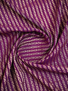 Purple Zari Stripe Crepe Silk Handloom Banarasi Saree - Sacred Weaves