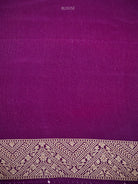 Purple Zari Stripe Crepe Silk Handloom Banarasi Saree - Sacred Weaves