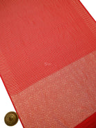 Red Zari Stripe Crepe Silk Handloom Banarasi Saree - Sacred Weaves
