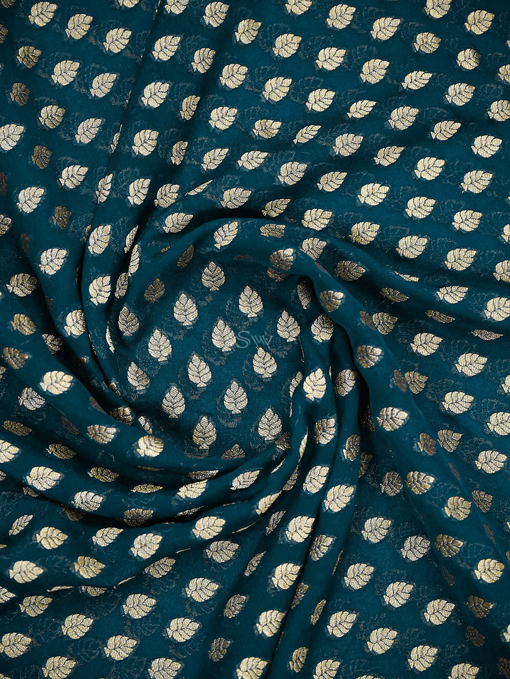 Midnight Blue Booti Khaddi Georgette Handloom Banarasi Saree - Sacred Weaves