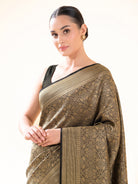 Black Shikargah Brocade Silk Handloom Banarasi Saree - Sacred Weaves