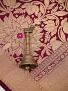 Wine Floral Meenakari Silk Brocade Handloom Banarasi Saree - Sacred Weaves