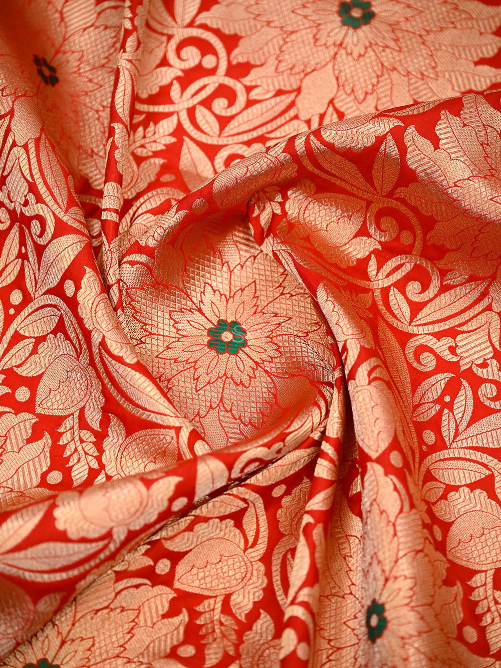 Red Floral Meenakari Silk Brocade Handloom Banarasi Saree - Sacred Weaves