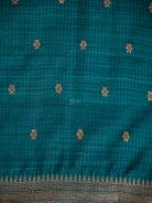 Teal Blue Booti Dupion Silk Handloom Banarasi Suit - Sacred Weaves