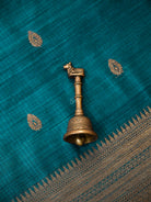 Teal Blue Booti Dupion Silk Handloom Banarasi Suit - Sacred Weaves