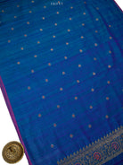 Peacock Blue Meenakari Booti Dupion Silk Handloom Banarasi Suit - Sacred Weaves
