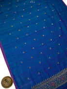 Peacock Blue Meenakari Booti Dupion Silk Handloom Banarasi Suit - Sacred Weaves