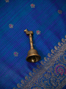 Peacock Blue Meenakari Booti Dupion Silk Handloom Banarasi Suit - Sacred Weaves