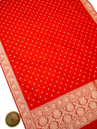Red Jaal Katan Silk Handloom Banarasi Suit - Sacred Weaves