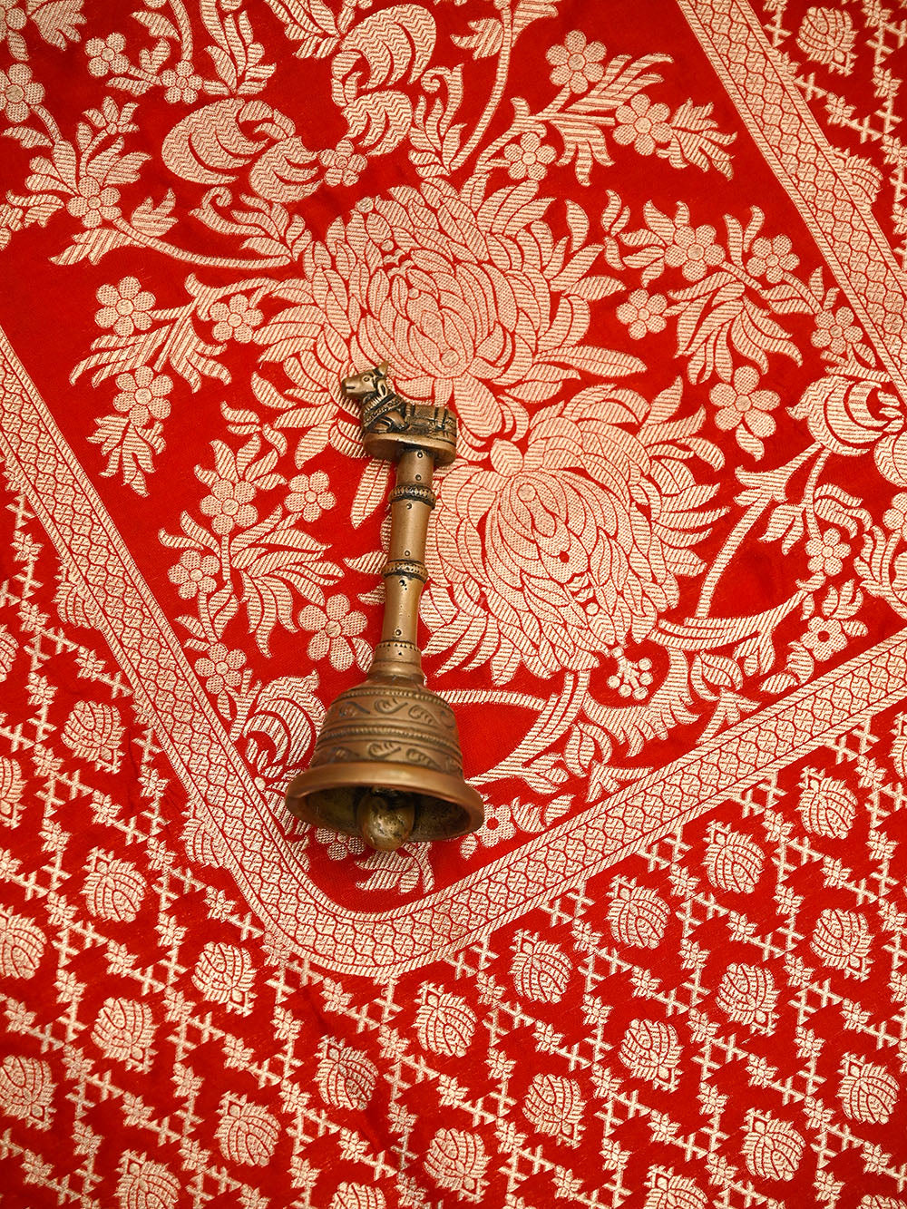 Red Jaal Katan Silk Handloom Banarasi Suit - Sacred Weaves