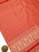 Red Jaal Katan Silk Handloom Banarasi Suit - Sacred Weaves