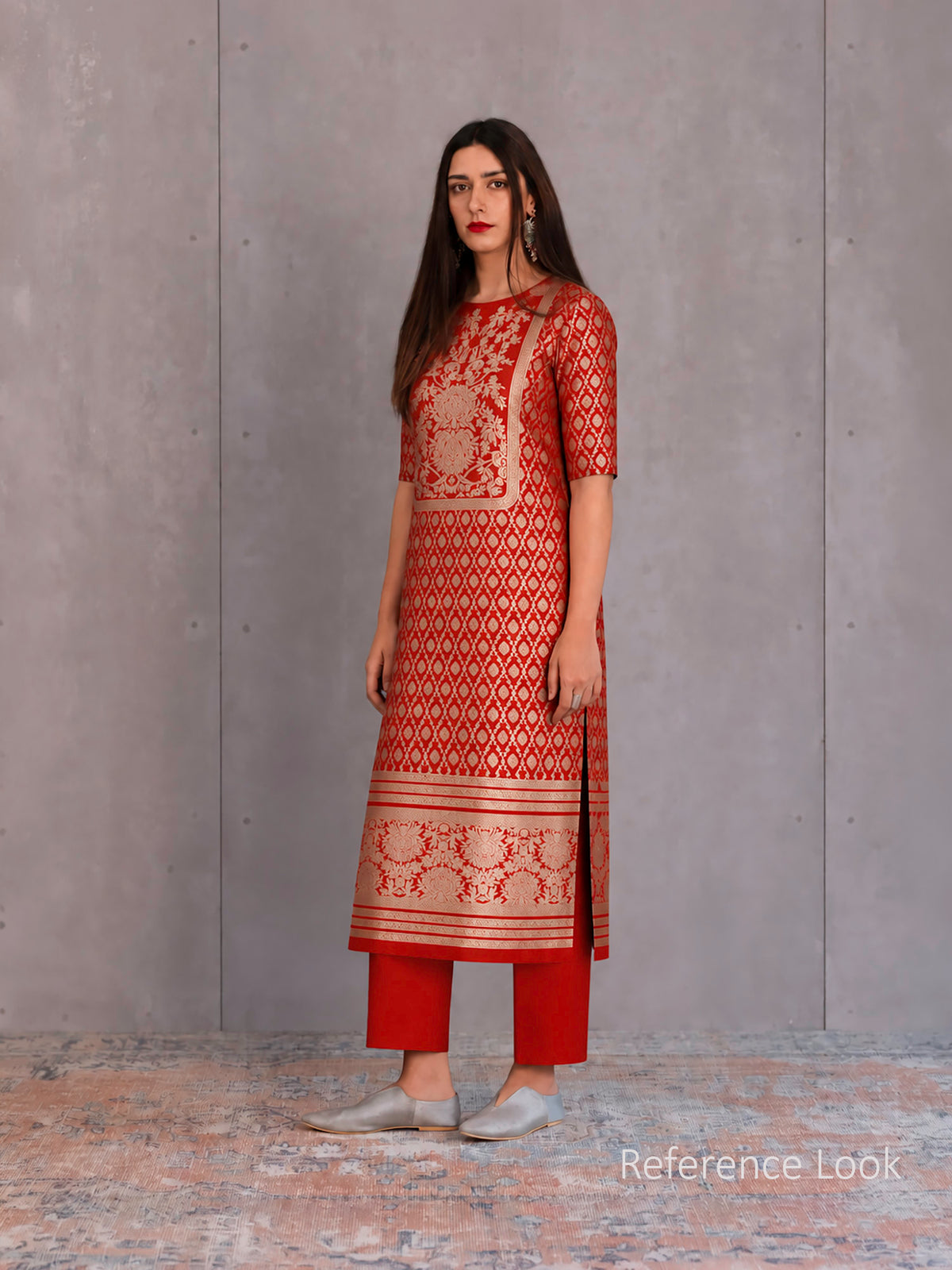 Red Jaal Katan Silk Handloom Banarasi Suit - Sacred Weaves
