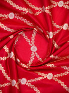 Red Jaal Katan Silk Handloom Banarasi Dupatta - Sacred Weaves