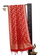 Red Jaal Katan Silk Handloom Banarasi Dupatta - Sacred Weaves