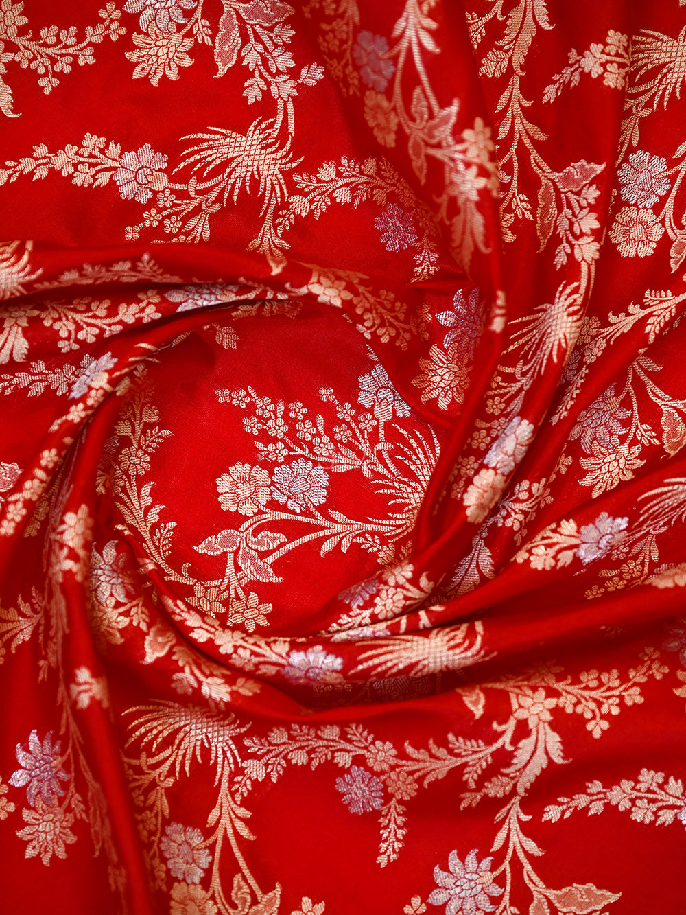 Red Jaal Katan Silk Handloom Banarasi Dupatta - Sacred Weaves