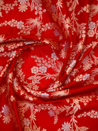 Red Jaal Katan Silk Handloom Banarasi Dupatta - Sacred Weaves