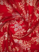 Red Jaal Katan Silk Handloom Banarasi Dupatta - Sacred Weaves