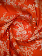 Orange Jaal Katan Silk Handloom Banarasi Dupatta - Sacred Weaves
