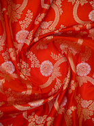 Orange Jaal Katan Silk Handloom Banarasi Dupatta - Sacred Weaves