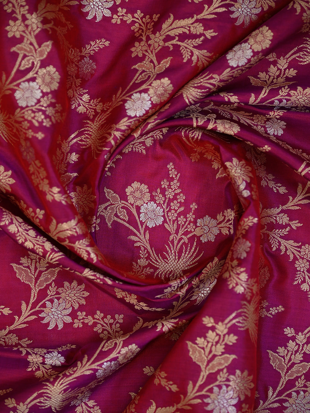 Magenta Jaal Katan Silk Handloom Banarasi Dupatta - Sacred Weaves