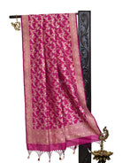 Magenta Jaal Katan Silk Handloom Banarasi Dupatta - Sacred Weaves