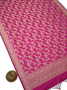 Magenta Jaal Katan Silk Handloom Banarasi Dupatta - Sacred Weaves