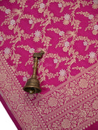 Magenta Jaal Katan Silk Handloom Banarasi Dupatta - Sacred Weaves
