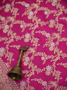 Magenta Jaal Katan Silk Handloom Banarasi Dupatta - Sacred Weaves