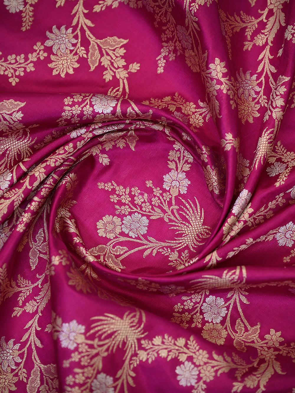 Magenta Jaal Katan Silk Handloom Banarasi Dupatta - Sacred Weaves