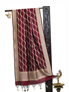 Wine Jaal Katan Silk Handloom Banarasi Dupatta - Sacred Weaves