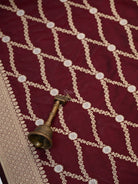 Wine Jaal Katan Silk Handloom Banarasi Dupatta - Sacred Weaves