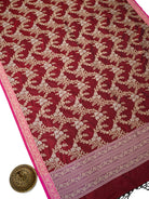 Wine Jaal Katan Silk Handloom Banarasi Dupatta - Sacred Weaves