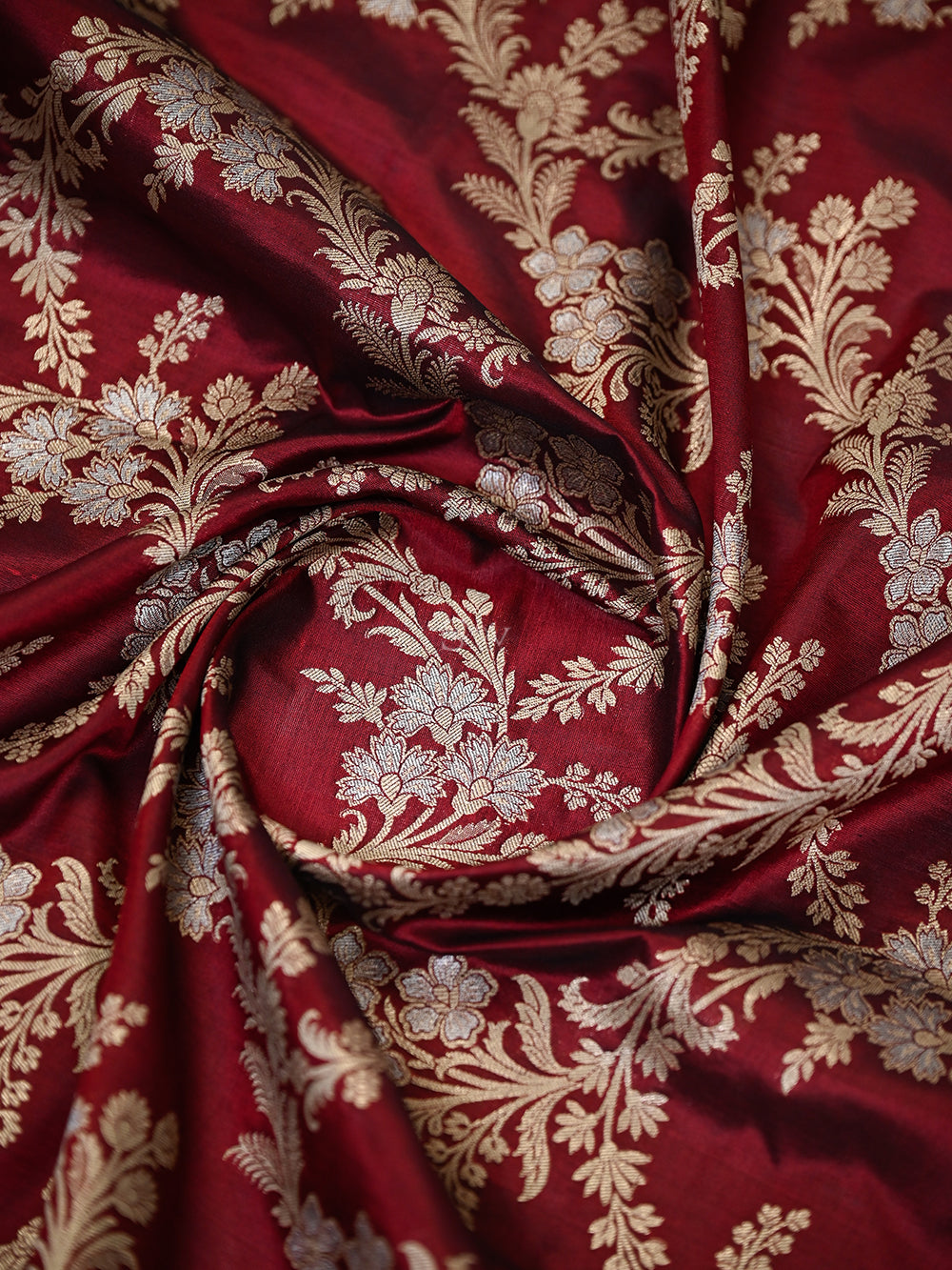 Wine Jaal Katan Silk Handloom Banarasi Dupatta - Sacred Weaves