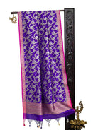 Purple Jaal Katan Silk Handloom Banarasi Dupatta - Sacred Weaves