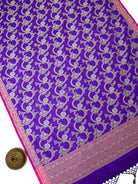 Purple Jaal Katan Silk Handloom Banarasi Dupatta - Sacred Weaves