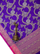Purple Jaal Katan Silk Handloom Banarasi Dupatta - Sacred Weaves