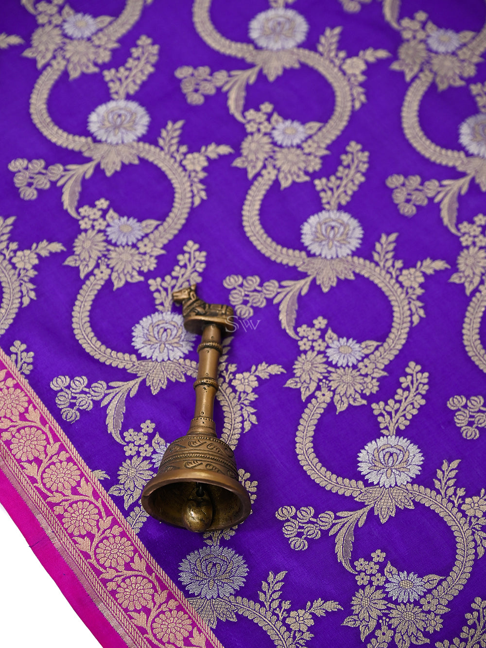 Purple Jaal Katan Silk Handloom Banarasi Dupatta - Sacred Weaves