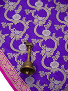 Purple Jaal Katan Silk Handloom Banarasi Dupatta - Sacred Weaves
