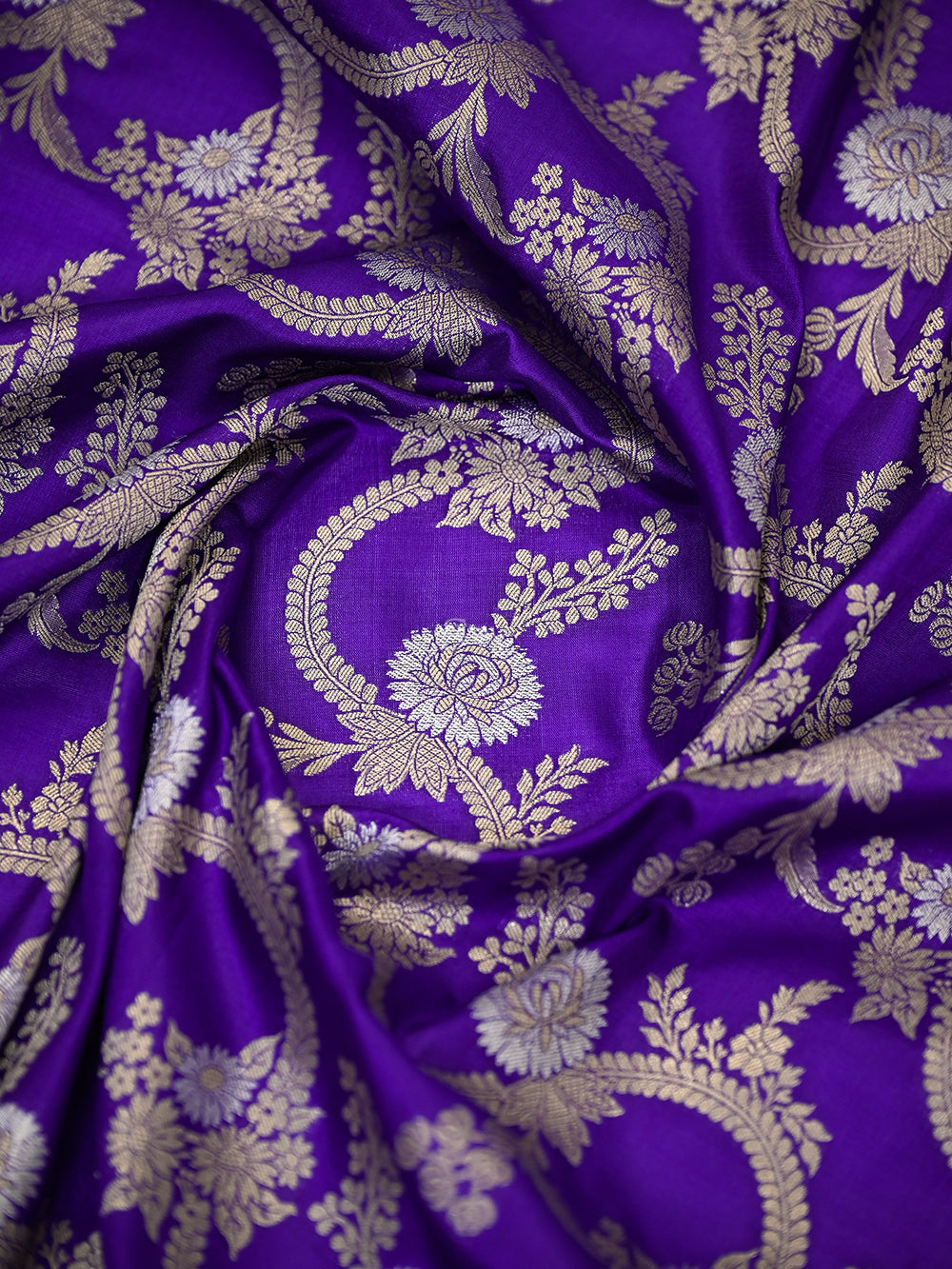 Purple Jaal Katan Silk Handloom Banarasi Dupatta - Sacred Weaves