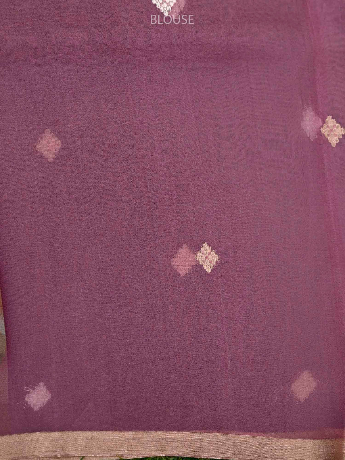Onion Pink Peach Stripe Organza Printed Banarasi Saree - Sacred Weaves