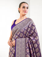 Purple Brocade Silk Meenakari Handloom Banarasi Saree - Sacred Weaves