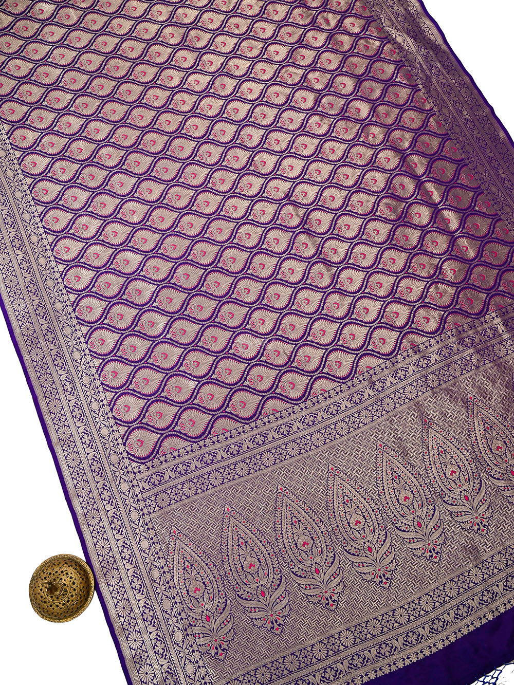 Purple Brocade Silk Meenakari Handloom Banarasi Saree - Sacred Weaves