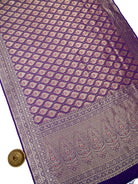 Purple Brocade Silk Meenakari Handloom Banarasi Saree - Sacred Weaves