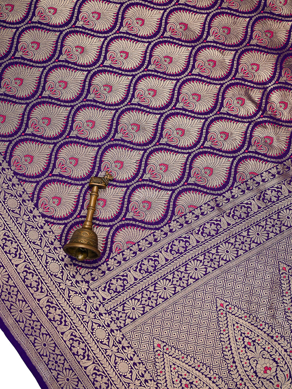 Purple Brocade Silk Meenakari Handloom Banarasi Saree - Sacred Weaves