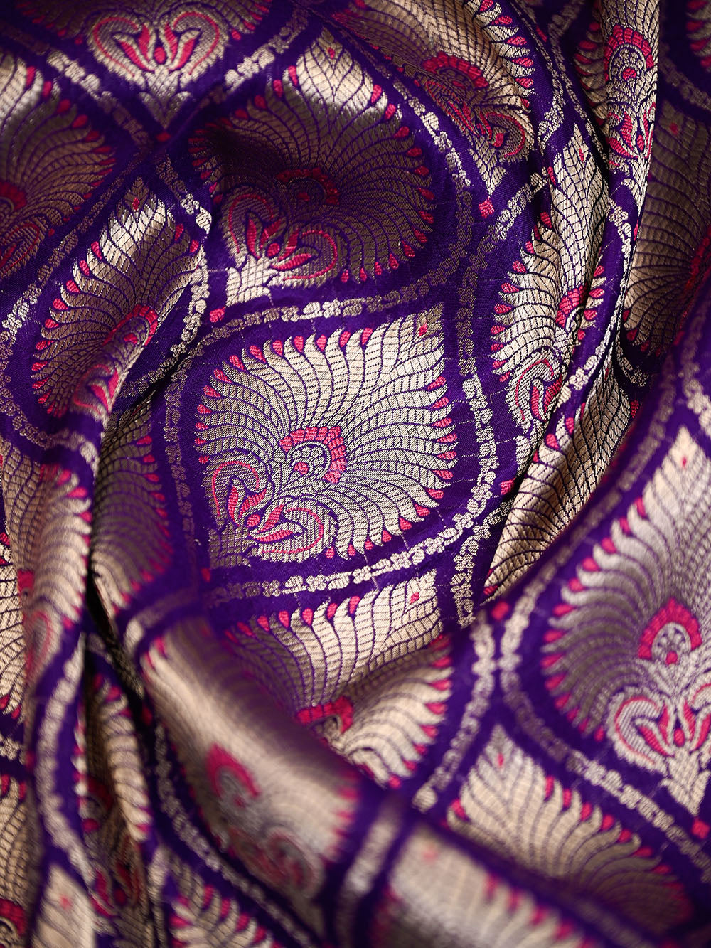 Purple Brocade Silk Meenakari Handloom Banarasi Saree - Sacred Weaves