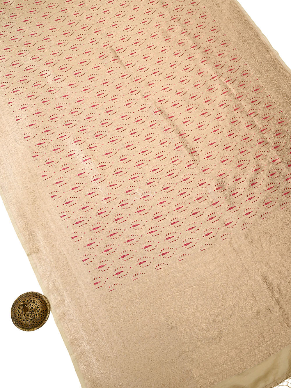 Beige Brocade Meenakari Silk Handloom Banarasi Saree - Sacred Weaves