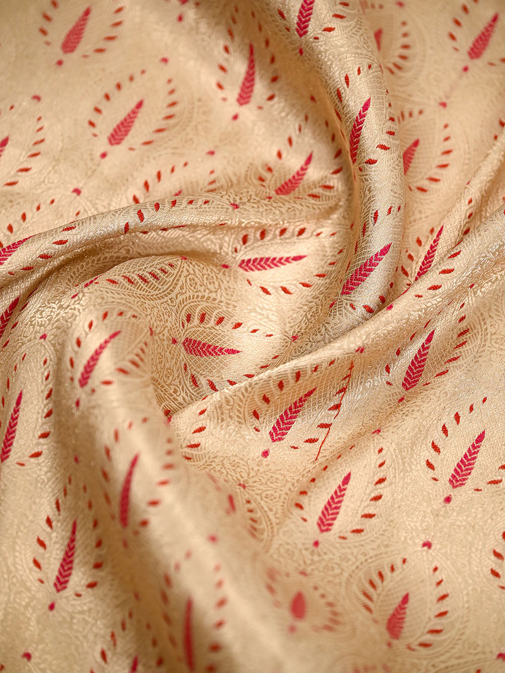Beige Brocade Meenakari Silk Handloom Banarasi Saree - Sacred Weaves