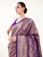 Purple Silk Brocade Meenakari Handloom Banarasi Saree - Sacred Weaves