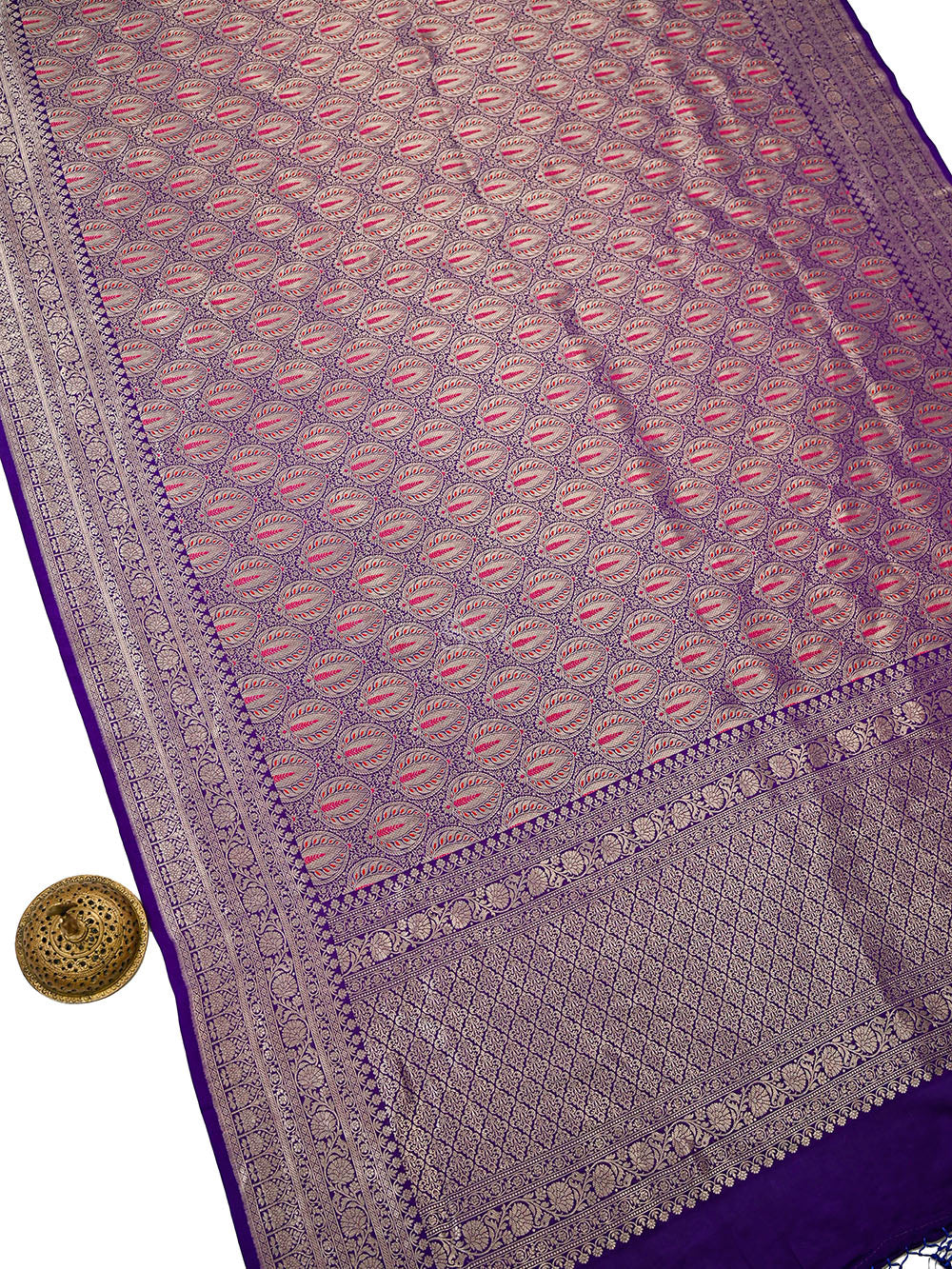 Purple Silk Brocade Meenakari Handloom Banarasi Saree - Sacred Weaves