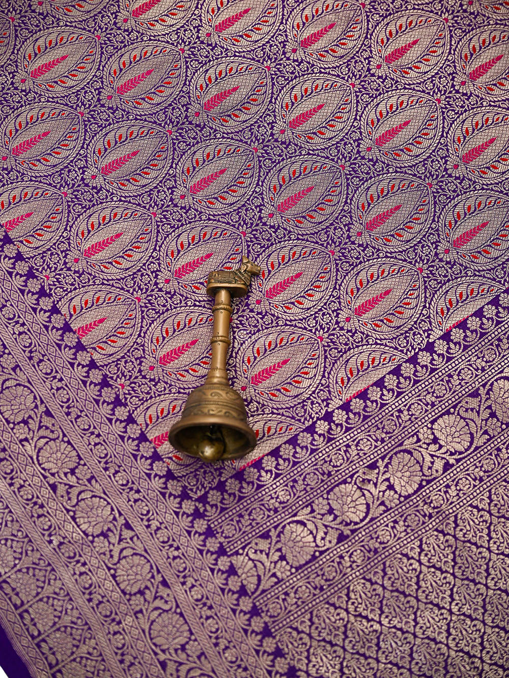 Purple Silk Brocade Meenakari Handloom Banarasi Saree - Sacred Weaves